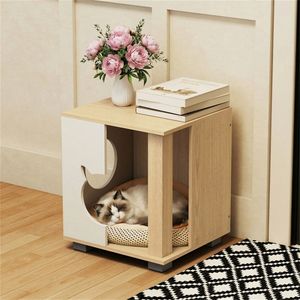 Base in Metallo Robusta Antiscivolo, Arredamento per Animali Domestici, Casa per Gatti in Legno Multiuso, Comodino - Product Image 2