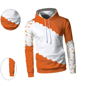 Sweat-shirt à capuche pour homme, imprimé citrouille orange et blanc, imprimé par sublimation, décontracté, à manches longues, tricoté, pour l'automne - Product Image 2