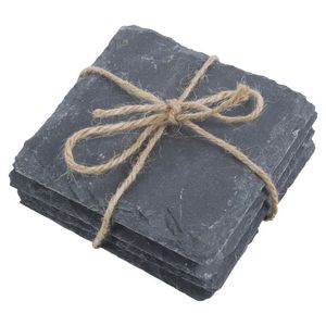 Posavasos Cuadrado de Pizarra Natural Hecho a Mano, Color Negro, con Base Antideslizante, para Bebidas, Café, Bar, Cocina, Decoración del Hogar, Venta Caliente 2026 - Product Image 2