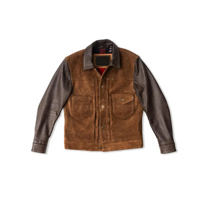 <b>Men's</b> Brown Leather <b>Jacket</b> Moto Biker Style Turn-down Collar Zipper Closure Regular Fit Autumn Wear Solid Color <b>Suede</b> Back - Product Image 3