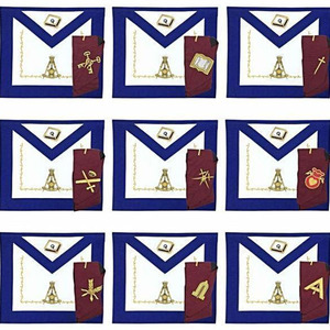 Custom Embroidered Masonic Apron With <b>Star</b> And Scales Design Green Trim White Fabric Sew-On <b>Badge</b> Classical Style - Product Image 6