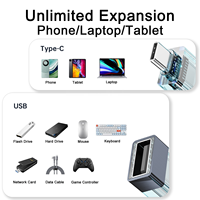 Adaptateur d'alimentation USB 3.0 Gen 2 OTG USB-C Femelle vers USB Mâle avec charge rapide PD et vitesse élevée 10 Gbit/s pour téléphones mobiles et ordinateurs portables