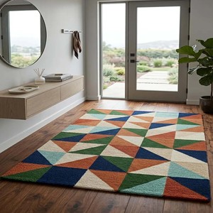 Abstract Triangle Pattern Area Rug Colorful Hand Tufted Soft Wool Plush Modern Carpet Living Room Bedroom Decorative <b>Floor</b> Rug - Product Image 5