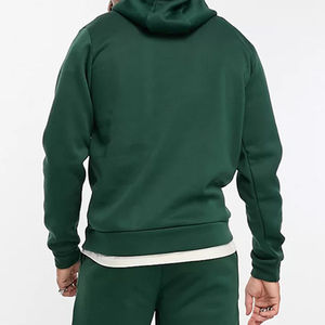Survêtement à capuche vert olive pour homme, couleur unie, coupe décontractée, 100 % coton respirant, coupe régulière, style automne - Product Image 6