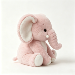 Lindo elefante de peluche sentado, elefante de peluche rosa pastel, juguete de peluche de elefante suave y peludo, juguete de peluche de elefante suave - Product Image 3