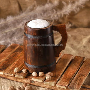 Wood Style Beer <b>Mug</b> Simulation Wooden Barrel Beer Cup <b>Double</b> <b>Wall</b> Drinking <b>Mug</b> with Handle at Affordable Price by AALIYAN IMPEX - Product Image 4