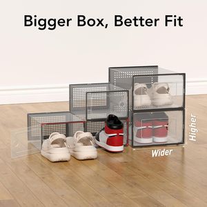 Set di 15 Contenitori Impilabili in Plastica Trasparente per Organizzare le Scarpe, Design a Incastro per Sneakers, Pieghevoli per Armadio - Product Image 2