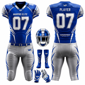 Uniforme de football américain pour hommes Warpro Elite, maillot sublimé à col en V, ajusté, manches courtes, évacuation de l'humidité, toutes saisons - Product Image 1
