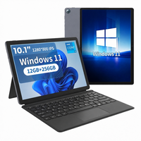 Tableta Laptop 2 en 1 de 10.1 Pulgadas, Windows 11, 12GB de RAM, 256GB SSD, Pantalla Táctil, con Lápiz y Teclado, para Educación y Estudiantes