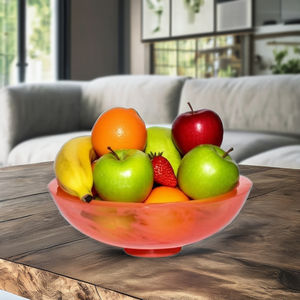 Tazón decorativo de resina epoxi de color melocotón hecho a mano con acabado brillante para centro de mesa, decoración del hogar o exhibición de frutas - Product Image 1