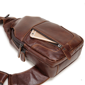 Bolso de Pecho de Cuero Genuino de Última Moda para Hombre, Bolso de Pecho Informal con Correa Cruzada de Cuero Vacuno - Product Image 4