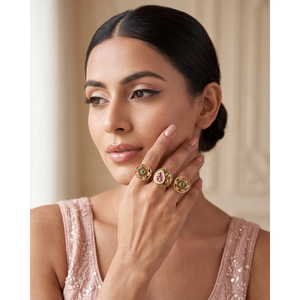 <b>Indian</b> Ethnic Artificial Jewellery Pooja Heritage Adjustable <b>Ring</b> for Casual Style - Product Image 1