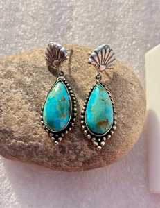 Teardrop Turquoise <b>Earrings</b>: Sterling <b>Silver</b> <b>Dangle</b>, Natural Gemstone - Product Image 6
