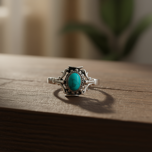 แหวนดีไซน์เนอร์สีเทอร์ควอยซ์ น้ำหนัก 2.2 กรัม เครื่องประดับสุดหรู - Product Image 3