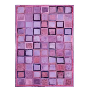 粉色 + 紫色染色牛皮皮革现代当代设计毛毯室内和室外装饰
