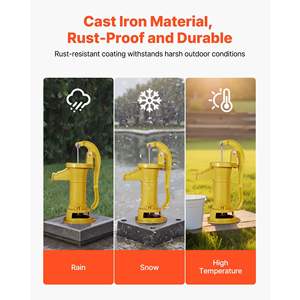 Bomba de Agua Manual de Hierro Fundido Antigua, Elevación Máxima de 25 pies, Conexión NPT de 1-1/4, Fácil Instalación, Estilo Antiguo, Color Amarillo - Product Image 3