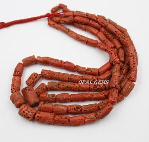 Wholesale Natural <b>Italian</b> Red Coral Tube Beads, <b>Italian</b> Red Coral Beads Tube Shape Beads 16"Inch Jewelry Making direct Factory - Product Image 1
