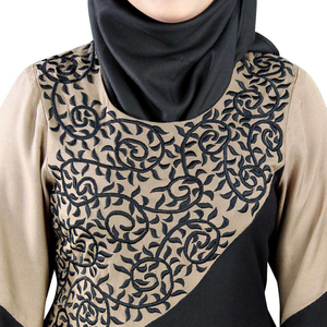 Abaya pour femme, manches longues, broderie, col rond, robe longue ample pour soirée, robe élégante pour femme musulmane du Moyen-Orient - Product Image 6