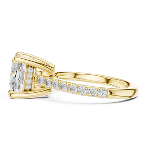 Anillo de Compromiso Clásico de Oro Amarillo de 14K con Corte Cojín de 4CT, Diamante Cultivado en Laboratorio con Certificado IGI, Regalos de Aniversario y Boda - Product Image 2