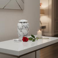 Urne funéraire de luxe en marbre texturé pour cendres humaines, grande urne de crémation, vase commémoratif personnalisé en marbre blanc, pot souvenir funéraire