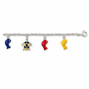 Breloque Dauphin et Tortue en Argent Sterling 925 Émaillé Coloré, Bijou Tendance Poli Miroir pour Filles et Enfants, Usage Quotidien - Product Image 2