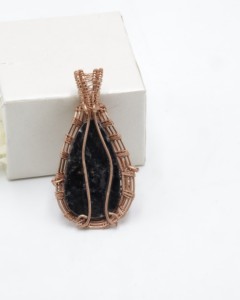 <b>Black</b> Spinel Copper Wire <b>Wrapped</b> Pendant | Natural <b>Black</b> Spinel Gemstone Handmade Jewelry | Healing Crystal Pendant Free Size - Product Image 1