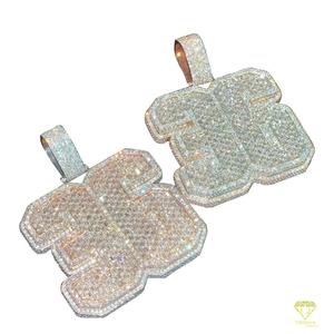 Luxury " RR " Letter Pendant Hip Hop Lab Grown Diamond <b>Necklace</b> Custom <b>Initial</b> Bling Jewelry Gift - Product Image 3
