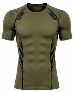 Camiseta de Compresión para Hombre, Colores Personalizados, Manga Corta, Cuello Redondo, Corte Ajustado, Secado Rápido, Transpirable, Sólida, 180g, Conjunto Deportivo de Punto - Product Image 6