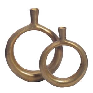 Curated Pick Modern Tabletop <b>Vase</b> <b>Gold</b> Finish Handmade Decorative Planter 39cm and 31cm Height Oval Shape - Product Image 3