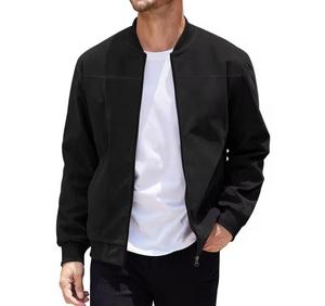Blouson Bomber Homme Décontracté à Capuche Imperméable Col Montant Fermeture Éclair Coupe Droite Couleur Unie pour l'Automne - Product Image 3