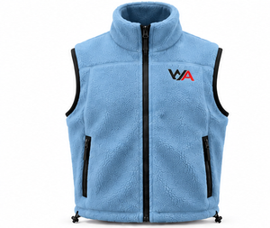 Top Selling <b>Men's</b> Sherpa Fleece <b>Vest</b> Light Blue High Pile Stand Collar Sleeveless Jacket <b>Thermal</b> Outdoor Waistcoat OEM - Product Image 1