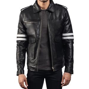 Vestes en cuir noires personnalisées pour hommes Manches longues Veste en cuir de qualité supérieure pour hommes Vêtements d'extérieur élégants pour toutes les saisons - Product Image 1