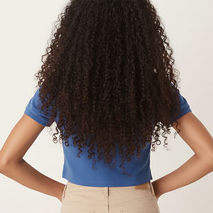 Chemise décontractée en polyester/coton tricoté personnalisée pour femmes avec impression de logo sur mesure, tissu confortable, manches courtes - Product Image 2