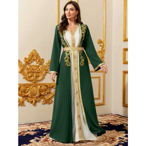 Elegante Vestido Abaya Árabe, Túnica Larga de Dubái con Bordado de Encaje, Conjunto de Dos Piezas - Product Image 3