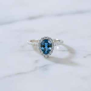 Bague de fiançailles en topaze bleue de Londres, pierre de naissance de septembre, en argent sterling 925, élégante bague en pierre précieuse bleue, bijoux - Product Image 3