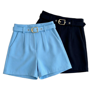 Shorts blancs taille haute pour femme, coupe ample et décontractée, style mode, jambe large, tissé, respirant, motif tendance, printemps-été - Product Image 2