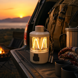Linterna LED para acampar con carga USB, luz blanca cálida resistente al agua IP65, brillo ajustable para uso en exteriores - Product Image 3