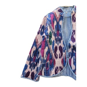 Indian Handmade Vintage Cotton Regular <b>Jacket</b> <b>Women</b> Eket Printed Quilted <b>Summer</b> Outwear Stripe <b>Lightweight</b> Comfortable Fit - Product Image 2