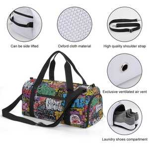 Sac de voyage coloré à imprimé graffiti avec fermeture éclair, multifonctionnel, style décontracté, en polyester - Product Image 5