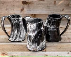 Mug rustique artisanal en corne naturelle, style viking, pour bière, café, cadeau unique pour la maison et le bar - Product Image 4