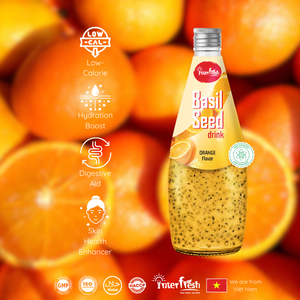 290ml Bebida de semilla de albahaca Interfresh de alta calidad OEM ODM Etiqueta privada Puré con sabor a naranja Procesamiento de color de Vietnam - Product Image 5