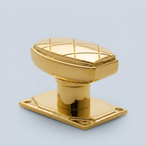 Trending Oval Brass Cabinet Knob with Rectangular Backplate Shiny Gold finished Traditional Design Durable Furniture Handle - Product Image 1