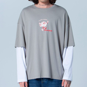 เสื้อยืดแขนยาวผ้าคอตตอนหนาแบบ 2 in 1 สองชั้น ทรงโอเวอร์ไซส์  รับสกรีนลายตามสั่ง  ชายเสื้อแบบดิบ  เสื้อยืดเจอร์ซีย์ผู้ชาย - Product Image 6