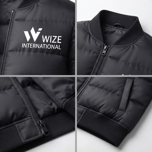 เสื้อแจ็คเก็ตพัฟเฟอร์สีดำสำหรับผู้ชาย WIZE INTERNATIONAL กันลม ปิดด้วยซิป คอตั้ง เสื้อโค้ทลำลองสำหรับฤดูหนาว บุด้วยโพลีเอสเตอร์ - Product Image 5