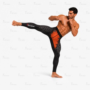 กางเกงเลกกิ้ง MMA แบบรัดรูป 220 กรัม โพลีเอสเตอร์ผสมสแปนเด็กซ์ ระบายเหงื่อได้ดี ยืดหยุ่น เหมาะสำหรับการฝึกซ้อม กีฬา ฟิตเนส สำหรับผู้ใหญ่ - Product Image 3
