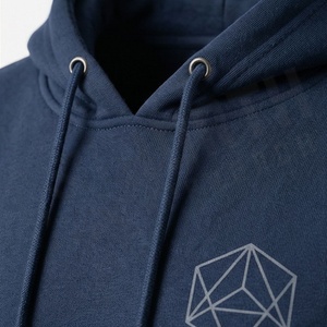 Men's <b>Navy</b> Blue Hooded Tracksuit Geometric Print Casual Full Sleeve Cotton Sweatshirt and Pants Set Autumn Wear - Product Image 4