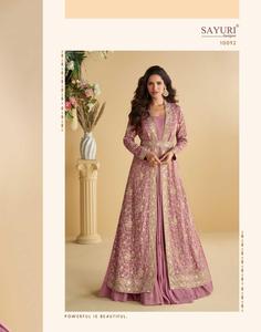 Chinon Front And Back Embroidery <b>Work</b> Trendy Gown With Shrug And <b>Belt</b> Elegant Female Indian Clothing - Product Image 3