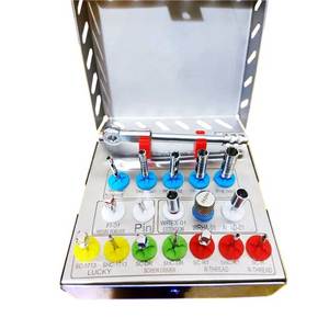 Kit de retrait d'implants dentaires en acier, ensemble de 18 pièces, instruments chirurgicaux pour l'extraction osseuse longue (trephine) et clé de 4 mm - Product Image 1