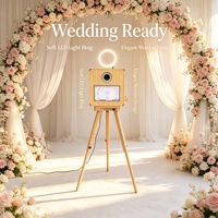 Photomaton vintage en bois avec écran tactile de 15,6 pouces, compatible avec l'imprimante DNP620, l'appareil photo et le flash, pour les mariages, les célébrations et les fêtes