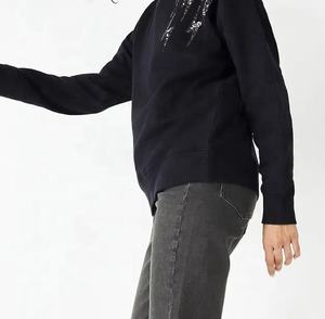 Llegada moda estampado Mujer manga larga Casual pulóver sudadera 100% algodón polar lavado a la piedra forrado invierno - Product Image 3